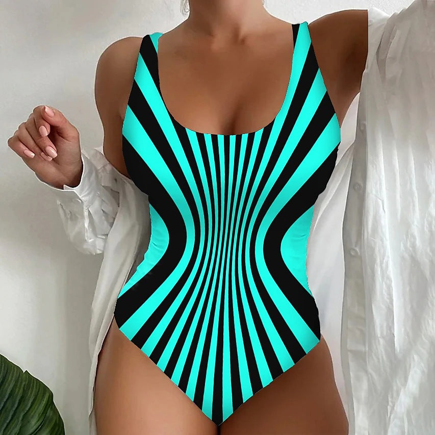 🔥【😍S~6XL】🔥Sexy pruhované jednodielne plavky 3711831