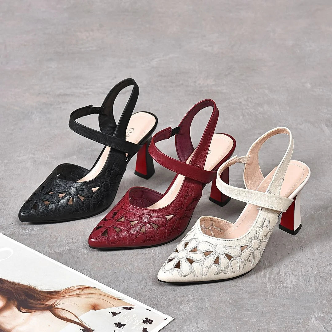 👡【35-41】Pohodlné jednofarebné vysoké podpätky so špicatou špičkou 3910593