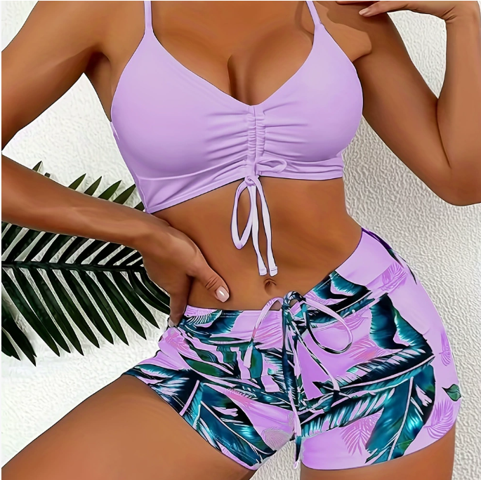 🏊👙【Produs nou de vară】🌴 Costume de baie elegante pentru femei, mărime plus, cu imprimeu, bikini, confortabile, cu uscare rapidă