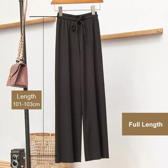 💥🌸 Pantaloni largi casual pentru femei, pantaloni de vară, pantaloni largi moi cu talie înaltă