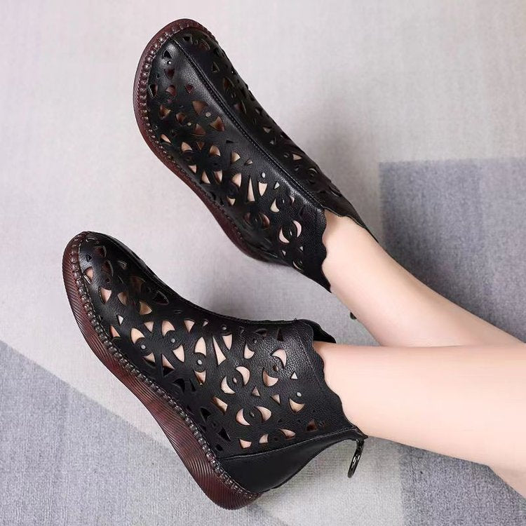 👡【Alta calidad】【35-42】Nuevos zapatos casuales de cuero suave con forma plana y hueca (modelo 2026)