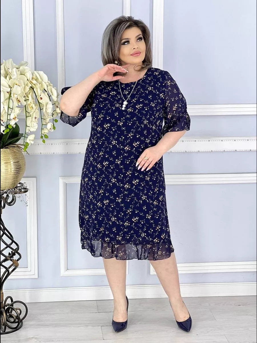 💟【S-5XL】👗2024 Nové elegantné kvetinové šifónové šaty 3686196