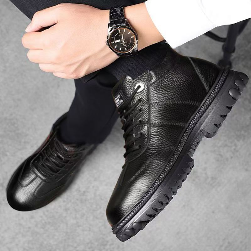 【39-44】Męskie zimowe buty ze skóry i bawełny z podszewką z polaru