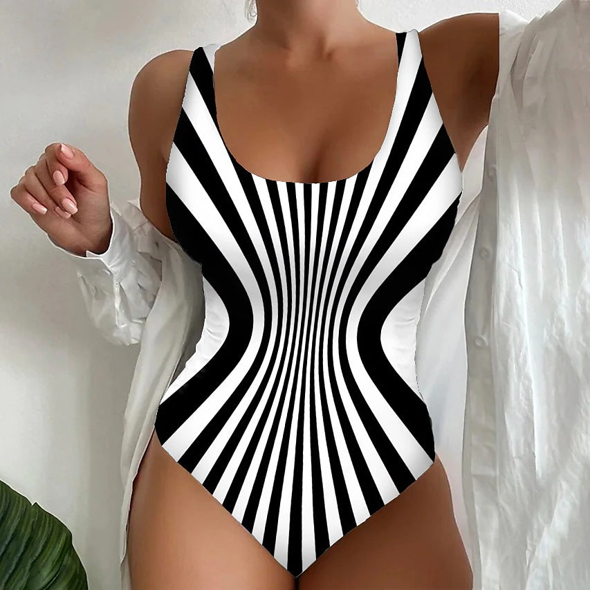 🔥【😍S~6XL】🔥Sexy pruhované jednodielne plavky 3711831