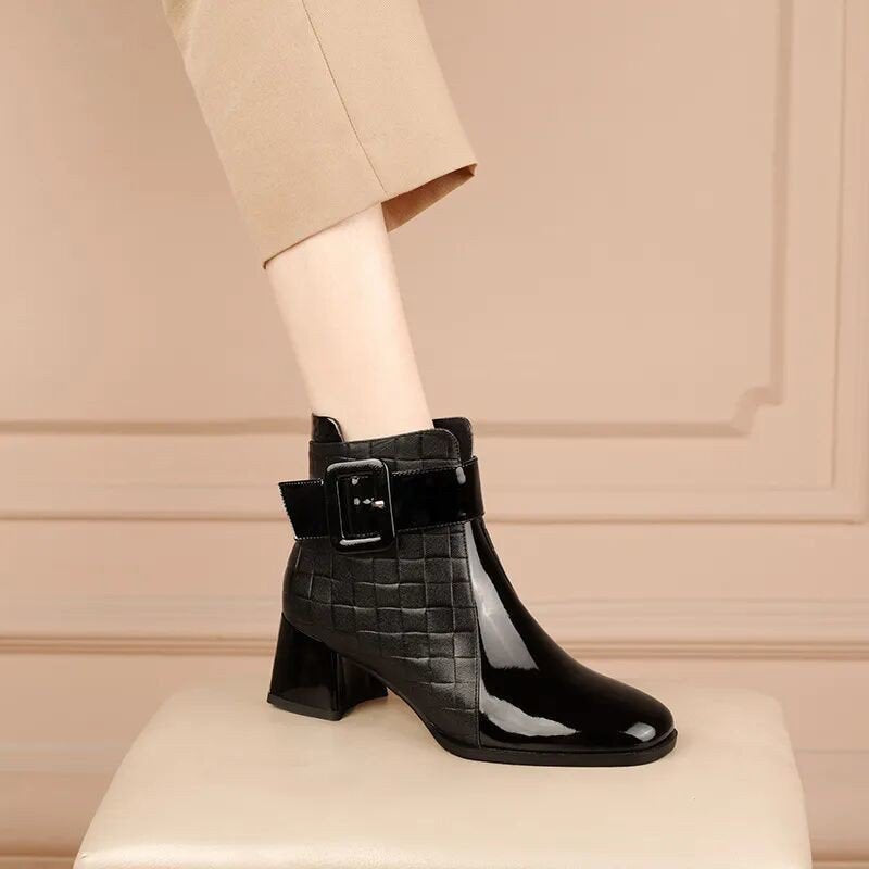 【35-40】👞 Dámske topánky s textúrou so štvorcovou špičkou 3757857