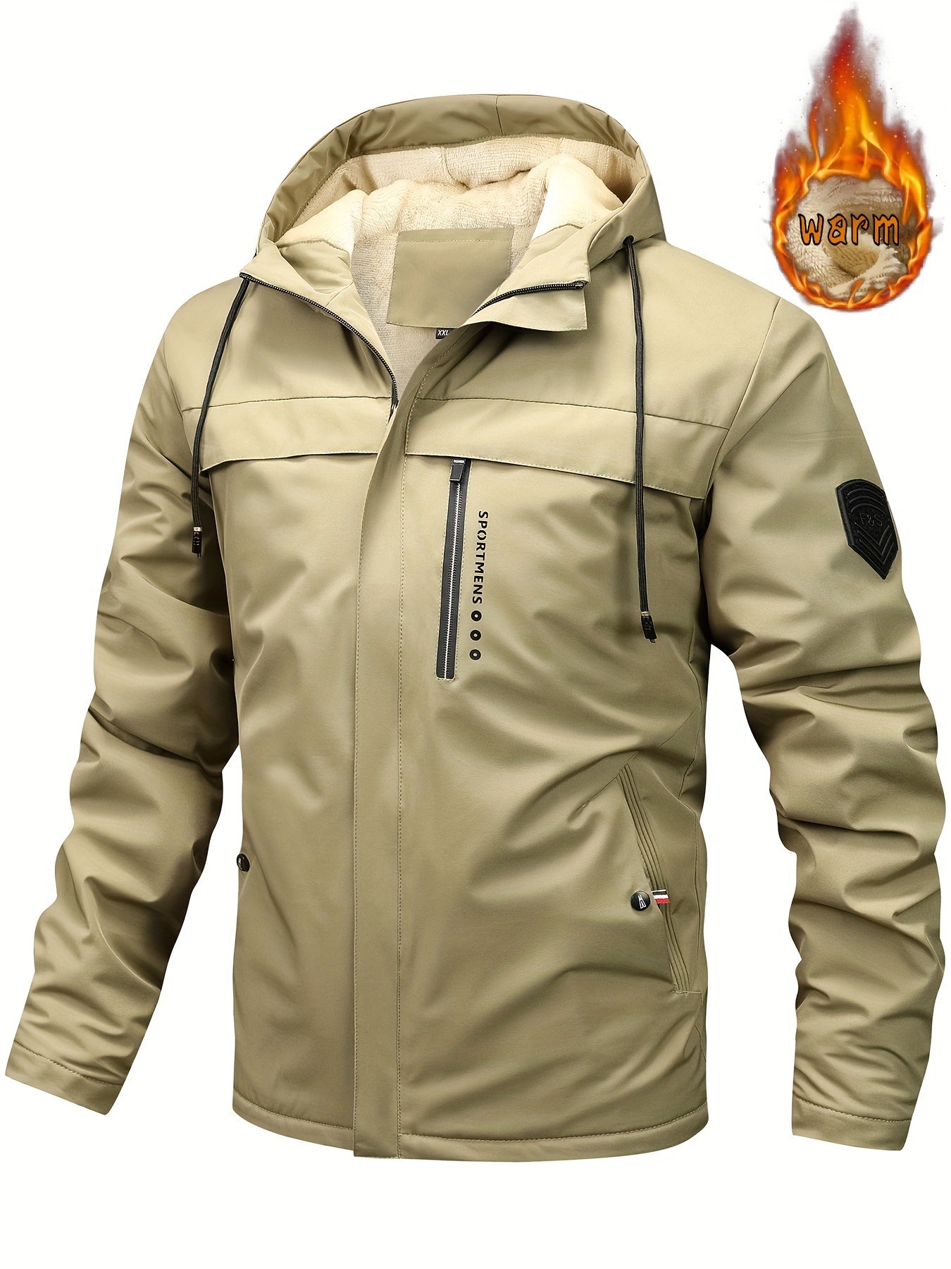Pánska teplá fleecová bunda s kapucňou Outdoor Winter Jacket Nepremokavá bunda 3823178