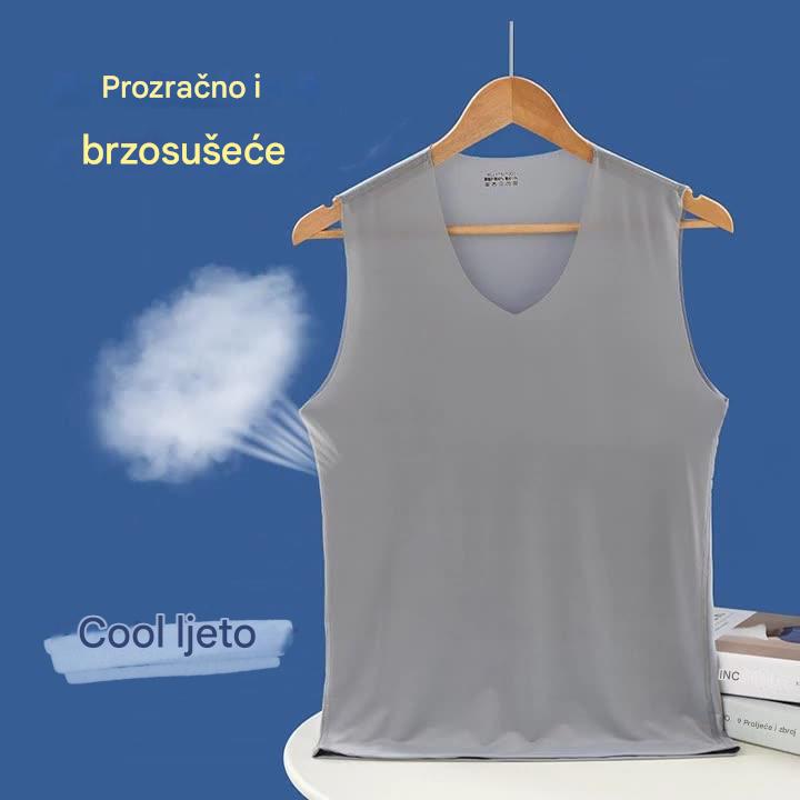 ❄️🆒【Kúpte 3 a získajte 2 zadarmo – spolu 5 ks🔥】【L–5XL】Letné pánske bezšvové tričko s lemom z ľadového hodvábu, úzky strih, väčšia veľkosť