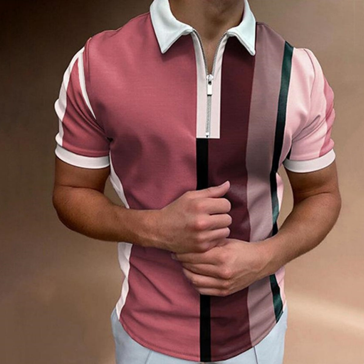 🌿【S-3XL】 Nová letná pánska polokošeľa na zips na rok 2025 3916529