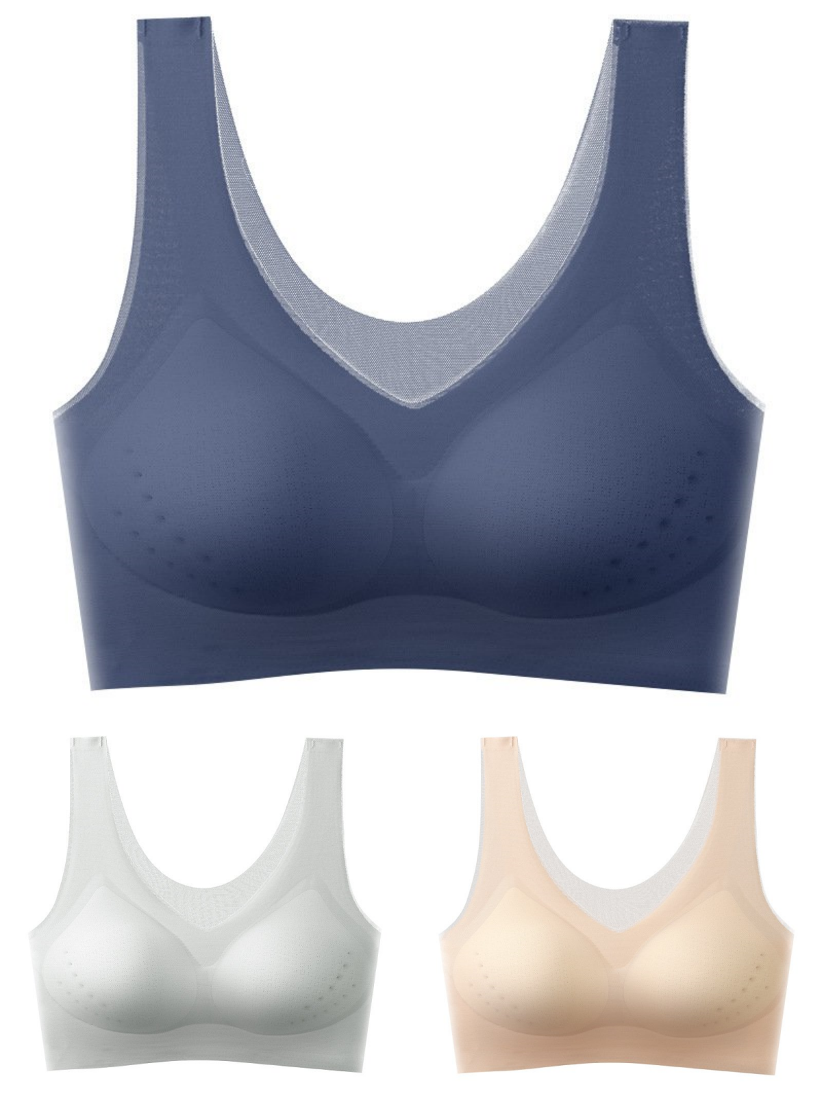 🌟【1 set = 3 bucăți】Sutien push-up fără cusături din mătase glacială 2025 ❄️Super confortabil | Potrivit pentru 40-120 kg | Confortabil și respirabil