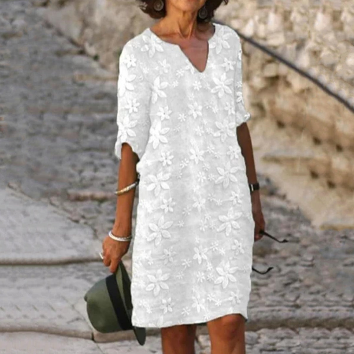 👗【S-5XL】【Koniec letného výpredaja】Bavlnené a ľanové šaty s kvetinovou potlačou