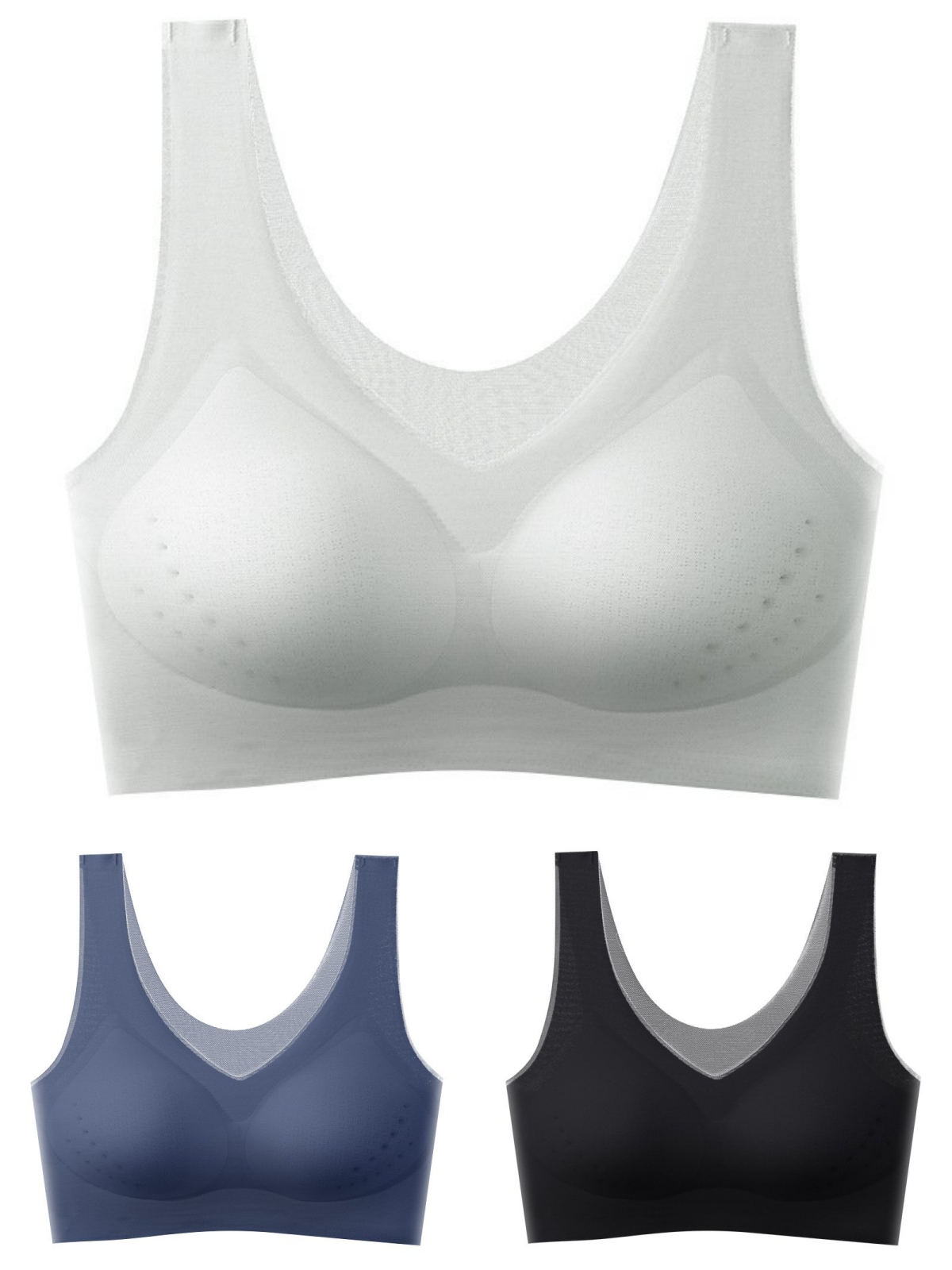 🌟【1 set = 3 bucăți】Sutien push-up fără cusături din mătase glacială 2025 ❄️Super confortabil | Potrivit pentru 40-120 kg | Confortabil și respirabil