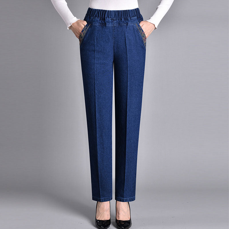 🔥【Cumpără 1, primești 1 gratuit】【XL-5XL】2025 Blugi casual drepti elastici pentru femei