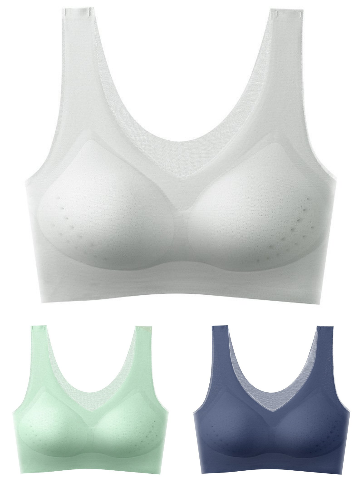 🌟【1 set = 3 bucăți】Sutien push-up fără cusături din mătase glacială 2025 ❄️Super confortabil | Potrivit pentru 40-120 kg | Confortabil și respirabil
