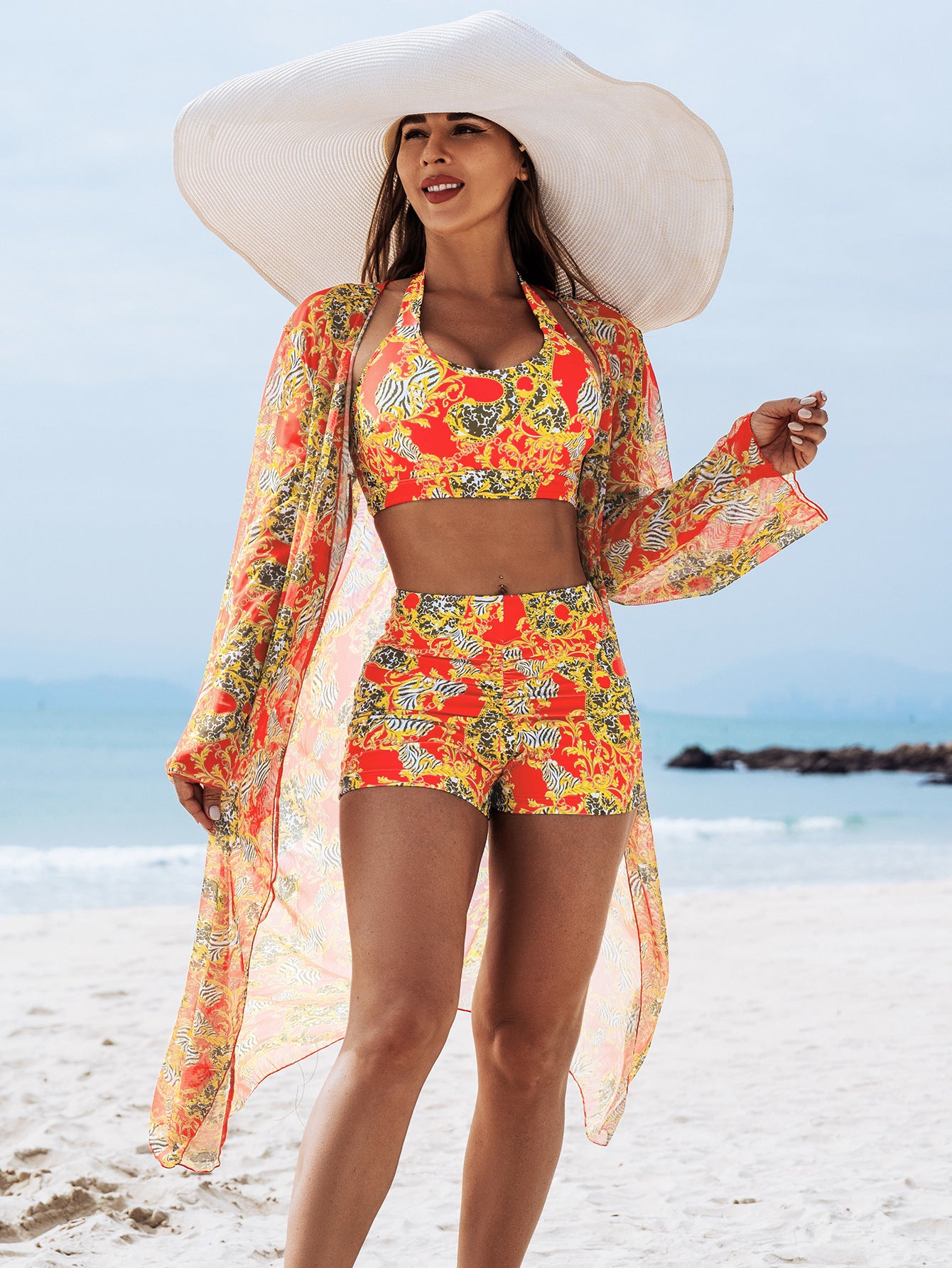 ☀️【Kúp 1 a 1 dostaneš zadarmo】👙【S-2XL】Vysokokvalitné sexi trojdielne bikiny s potlačou