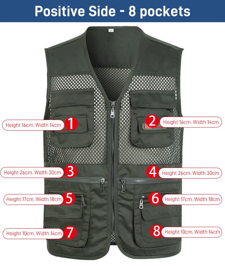 🔥🔥Ležérna funkčná vesta s viacerými vreckami, pohodlné a priedušné【XL-4XL】