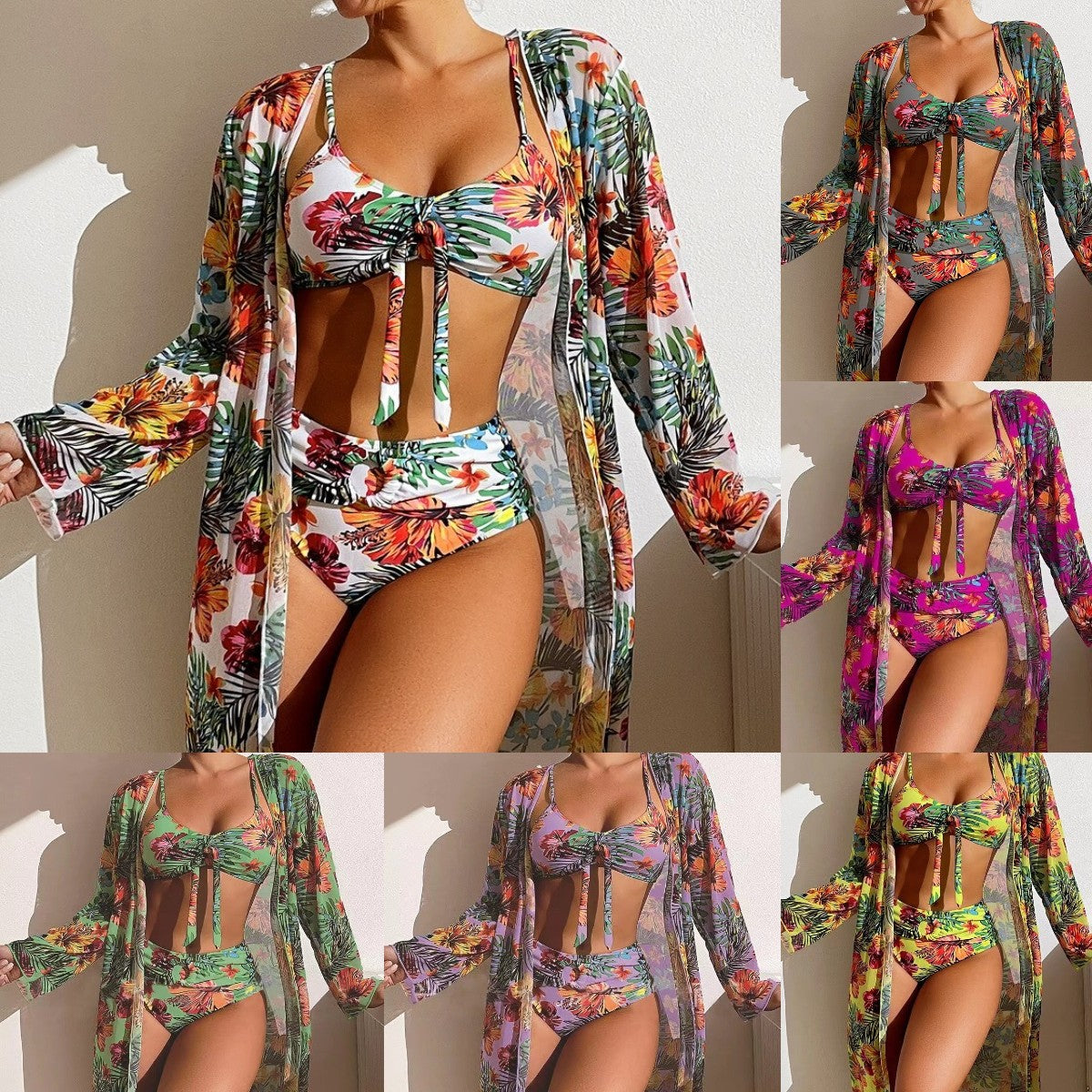 👙☀️【Kúp 1 a získaj 1】【S-2XL】 Nová trojdielna súprava šatkových plaviek 2024