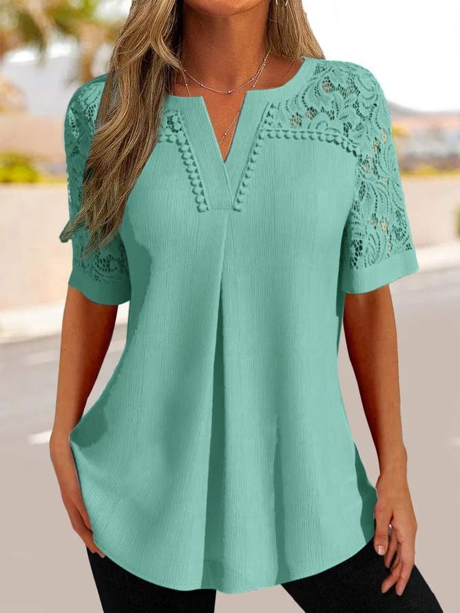 💕【Vânzare excelentă】✨【S-6XL】Rochie de damă cu mânecă scurtă din dantelă, colecție nouă la modă