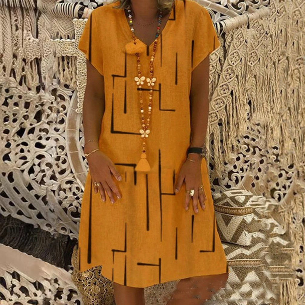 👗【S-5XL】 Rochie din bumbac cu decolteu în V