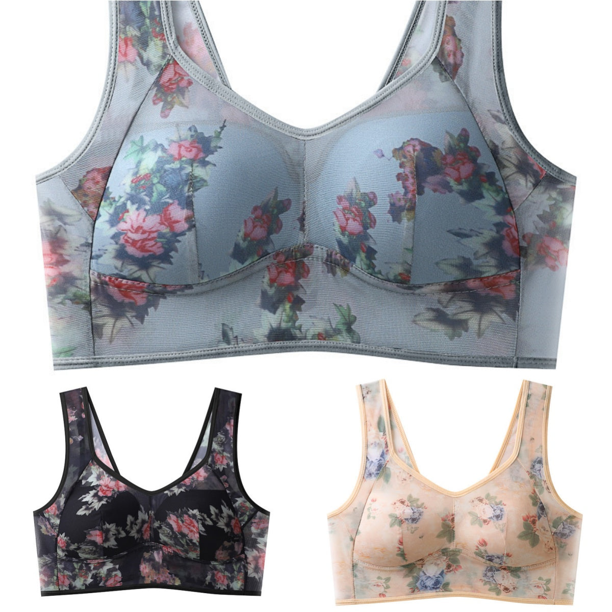 💎✨【Pachet de 3】Sutien push-up de înaltă calitate, sutien din mătase rece și confortabil