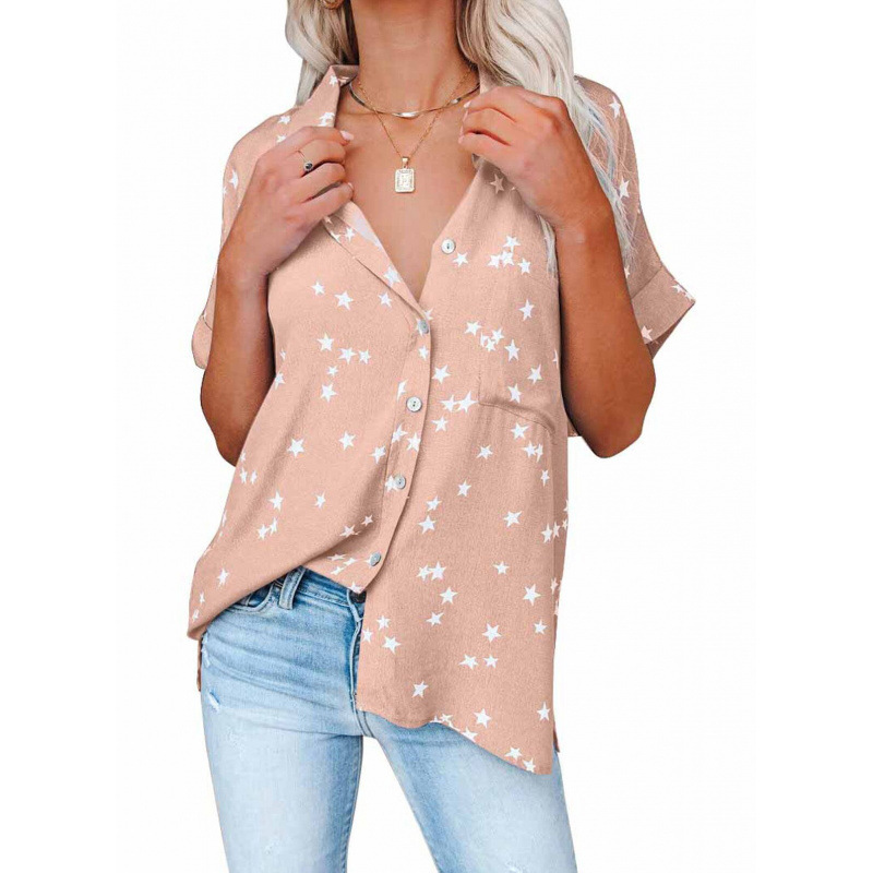 Camisa Elegante de Verano con Estrellas para Mujer - Estilo Casual y Fresco 2026