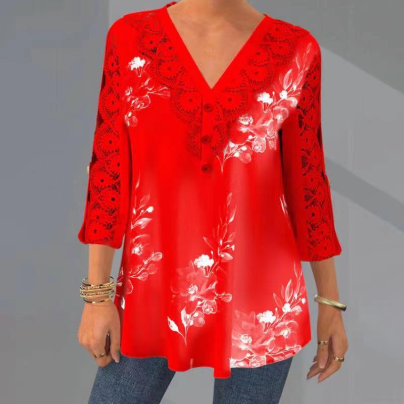 👚【S-5XL】Tricou nou pentru femei, la modă, cu decolteu în V, 3919732