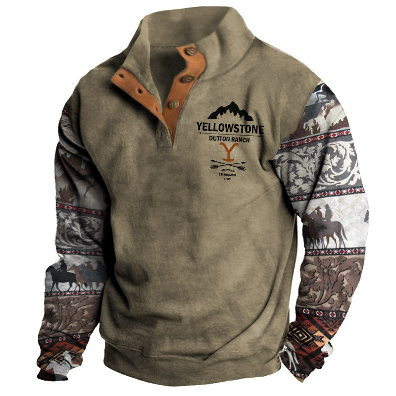 🔥🔥【S-3XL】 neformálna retro módna 3D tlač pánske s dlhými rukávmi 3827417