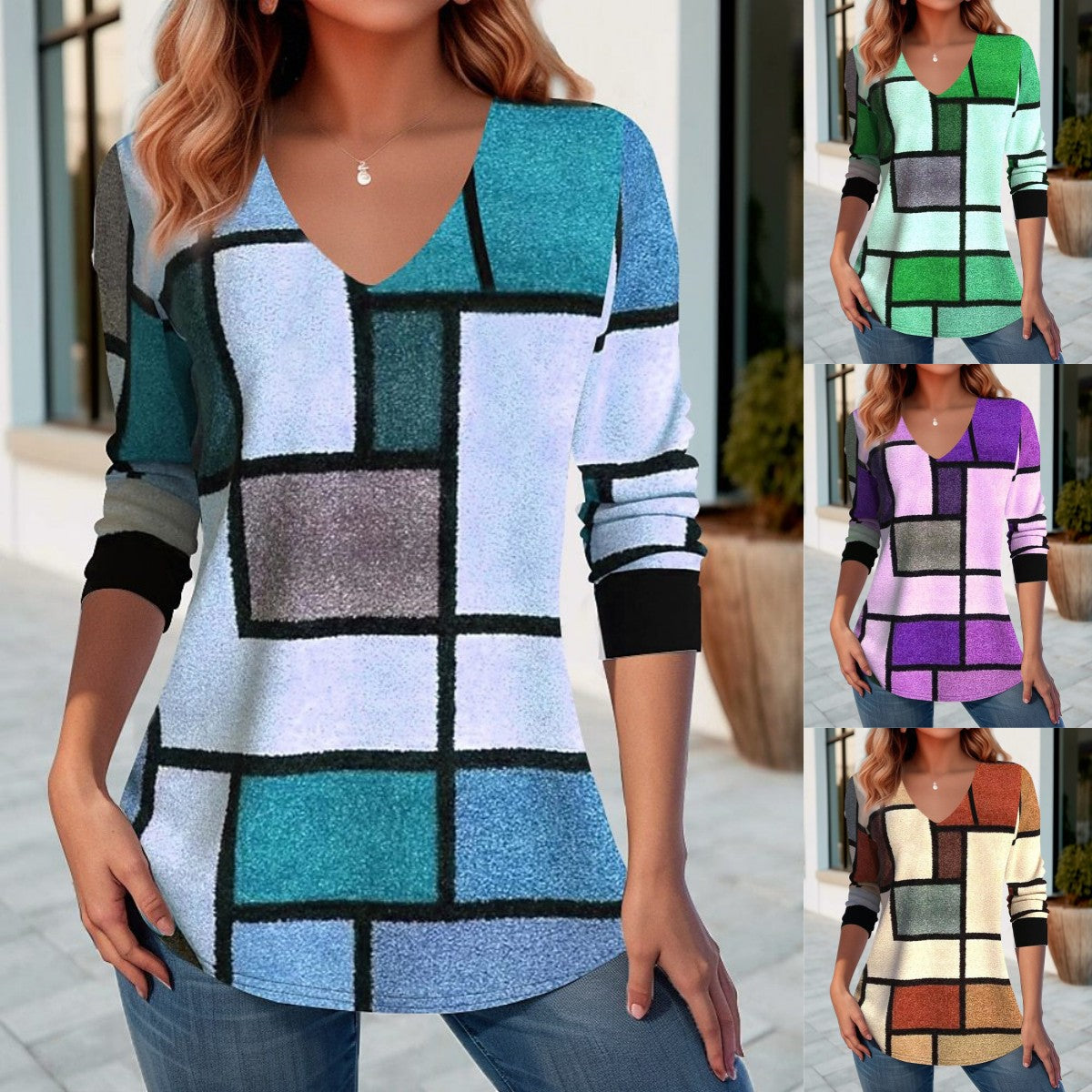 🔥【S-5XL】🌸 Camiseta de cuello en V de otoño para mujer: elegante y cómoda
