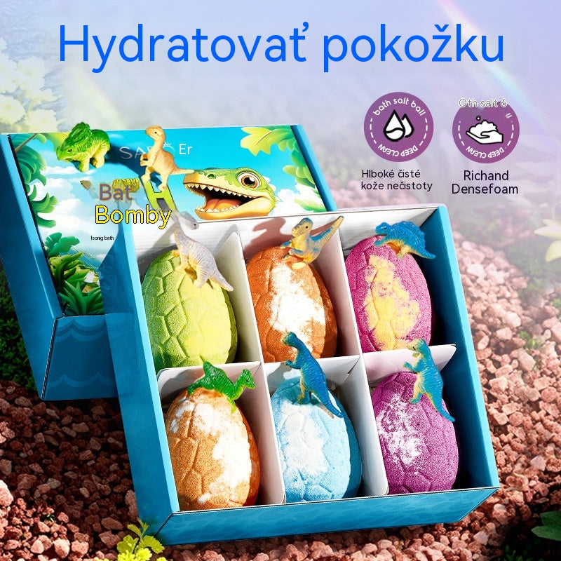 💦Sada guľôčok so soľou do kúpeľa v tvare dinosaurieho vajíčka (6 guľôčok), dlhotrvajúca voňavá čistiaca soľ do kúpeľa
