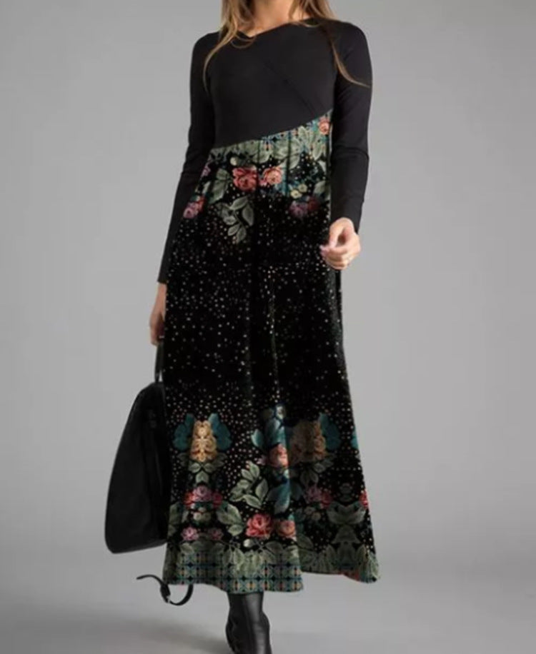 👗【S-3XL】Nové jesenné a zimné dámske patchworkové šaty s dlhým rukávom 3851088