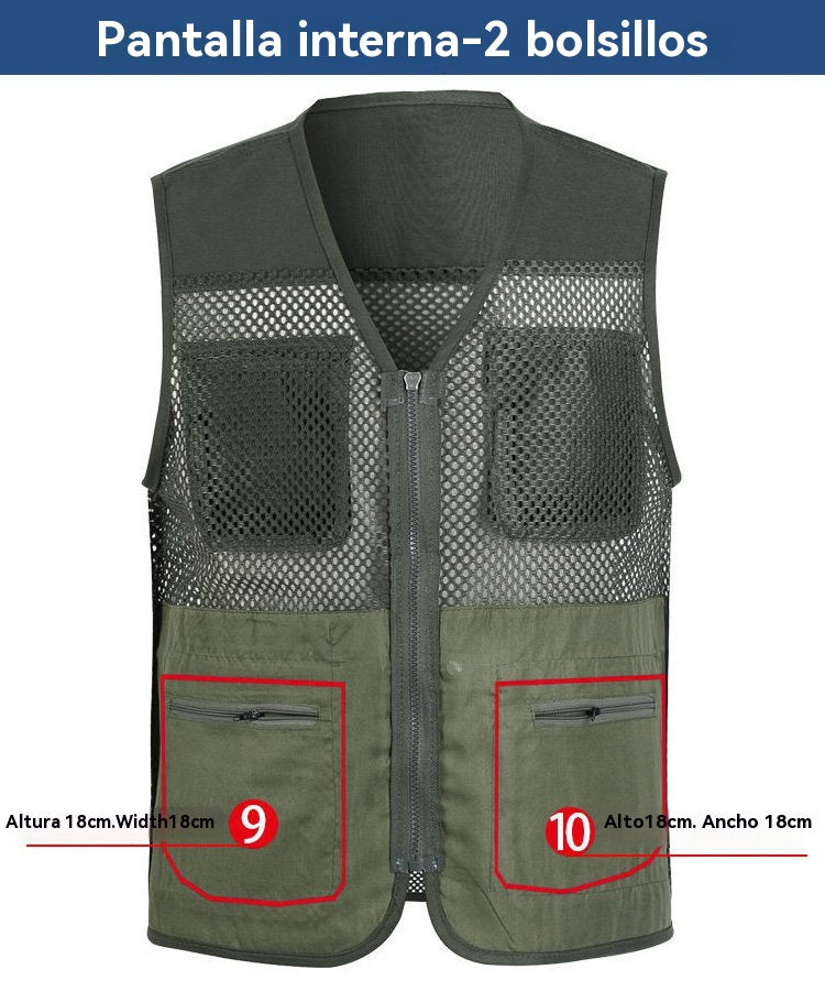 👕📢 Chaleco funcional de alta calidad con múltiples bolsillos para actividades casuales al aire libre 【XL-4XL】