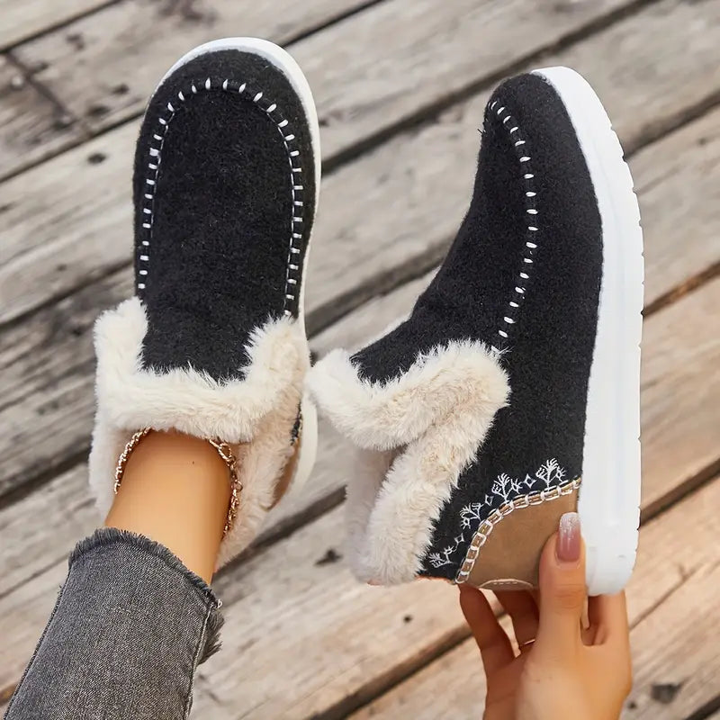 🔥【36-43】Dámske jednofarebné kotníkové topánky – s mäkkou kožušinovou podšívkou, voľnočasové a teplé