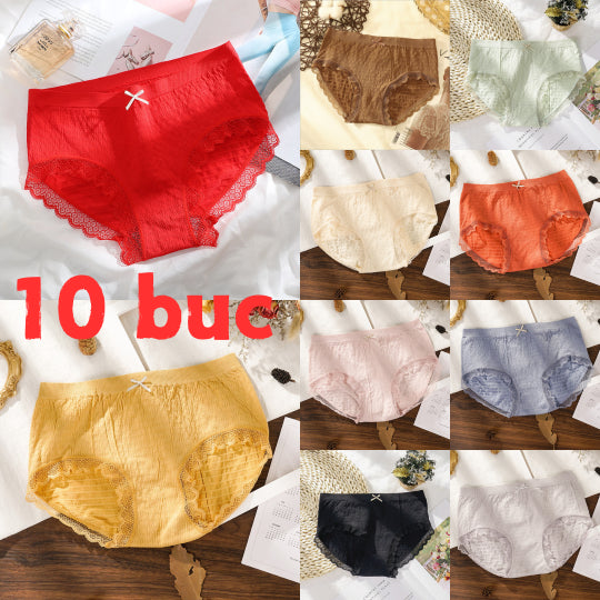 【10 bucăți】Chiloți sexy din dantelă de bumbac antibacterian cu grafen 【40-85kg】 3700052