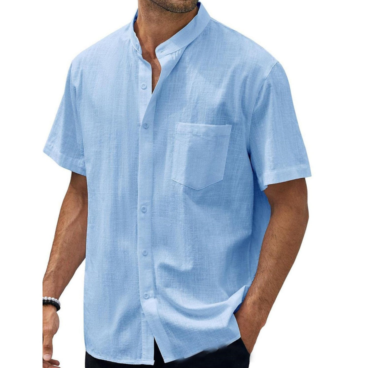 🎉【S-5XL】Cămașă bărbătească nouă, casual, din bumbac și in, mărime mare