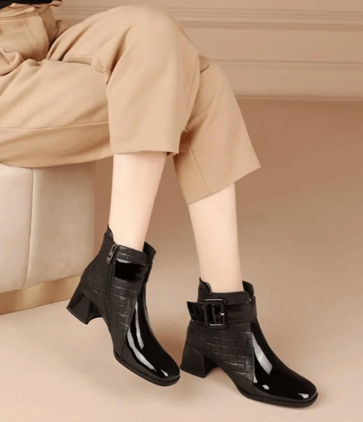 【35-40】👞 Dámske topánky s textúrou so štvorcovou špičkou 3757857
