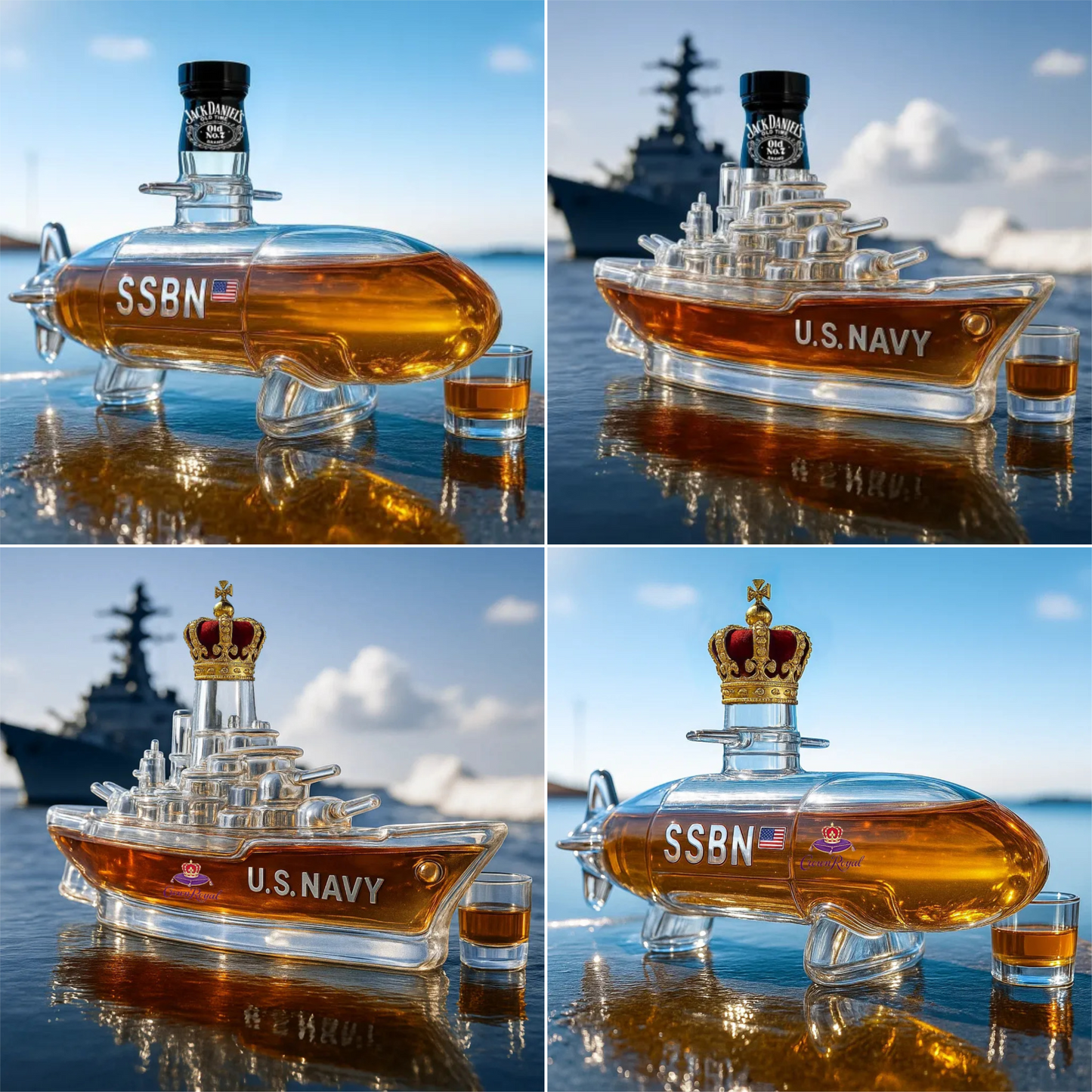 🚢Sada fliaš whisky so zábavným dizajnom|Fľaša whisky Submarine|Originálny darček a štýlová dekorácia do baru