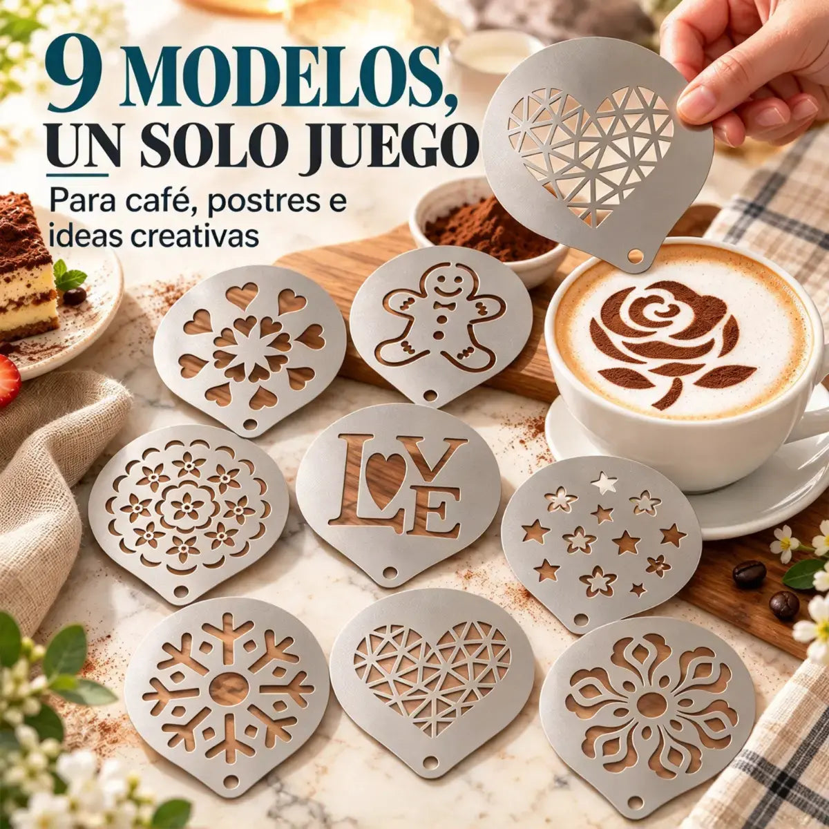 ☕ Molde de acero inoxidable para arte latte de café
