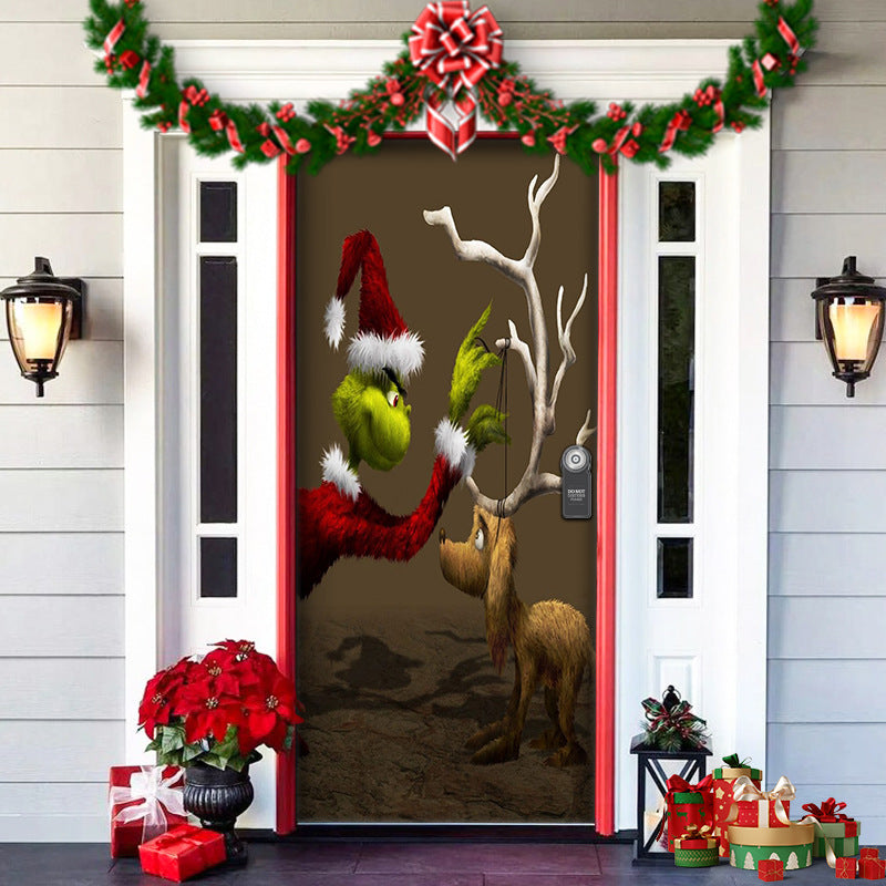 🎄🎅🎁2024 nový záves na dvere s vianočnými dekoráciami 3806252