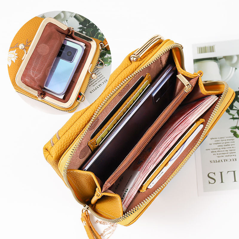 🔥Ponuka posledného dňa - zľava 49 %👜 Cartera cruzada para mujer en piel de vacuno con bordado y correa para el hombro 2025🎁