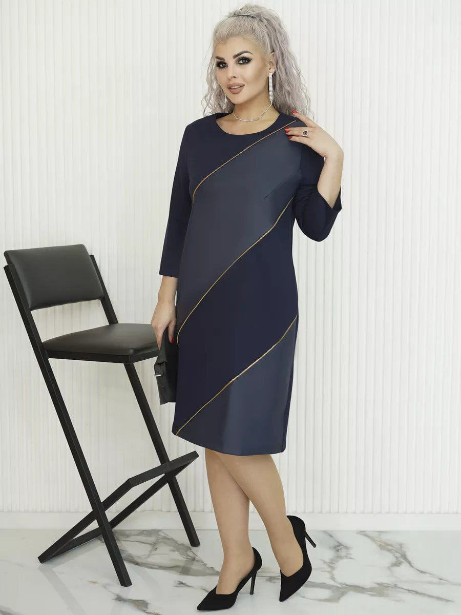 【S-5XL】🍁Rochie confortabilă de toamnă, în culori bloc 3741581