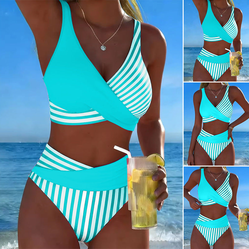 👙Dámsky štýlový bikini set s leopardím vzorom a zaväzovaním na krku