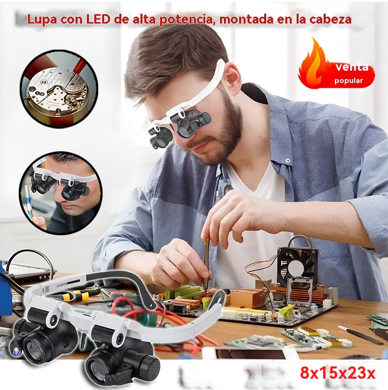 🔍Lupas oculares de 8x, 15x y 23x con luz LED. Ideales para herramientas mecánicas, reparación de relojes, grabado y tasación de joyas antiguas.