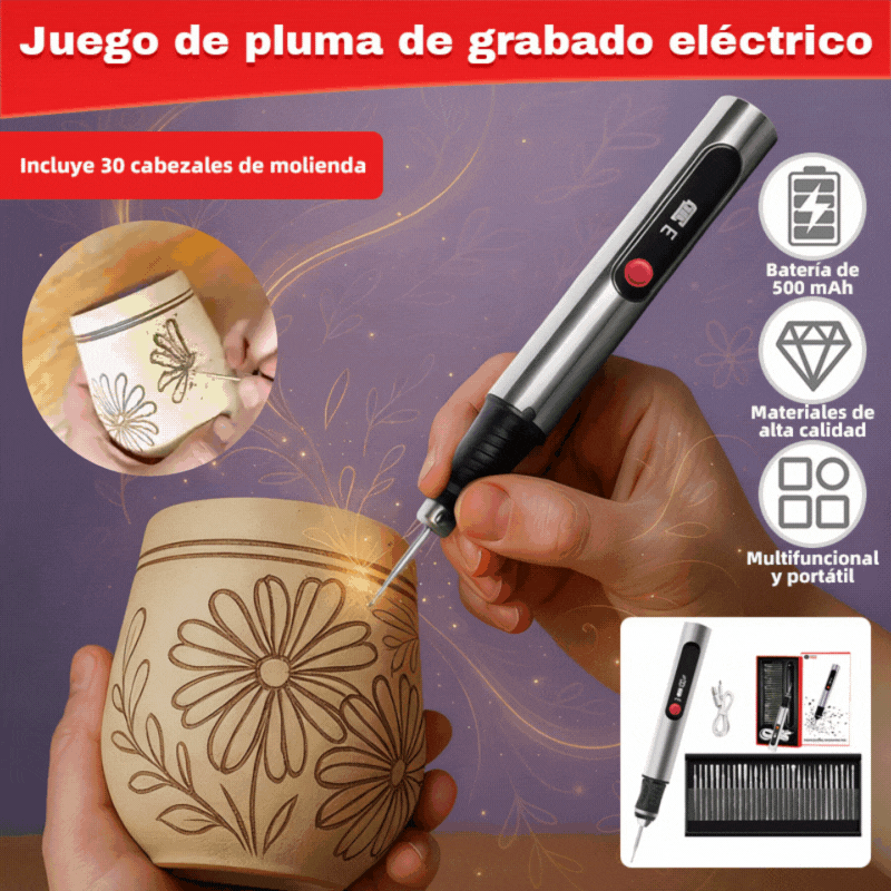 🏆🏆Pluma de grabado multifuncional recargable de iones de litio de larga duración para decoración de uñas y pulido eléctrico