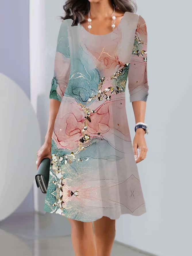 🌼👗【S-5XL】Nové jesenné midi šaty s okrúhlym výstrihom a dlhým rukávom 3713727