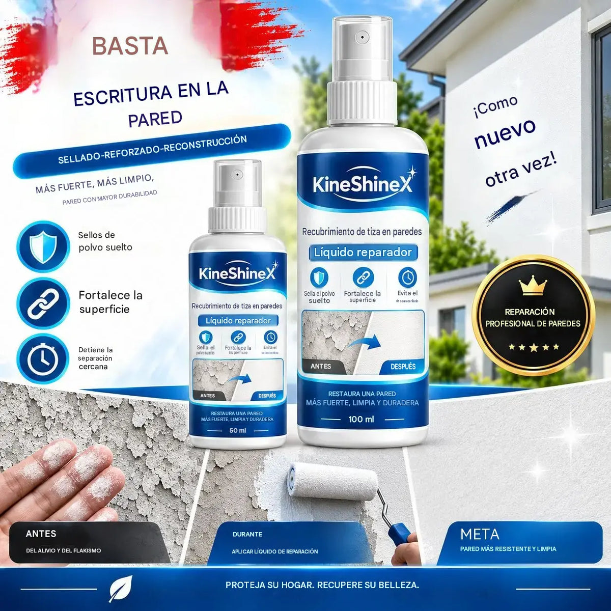 🏆💥 Líquido reparador y endurecedor de paredes — Combina relleno, sellado y refuerzo en un solo producto.