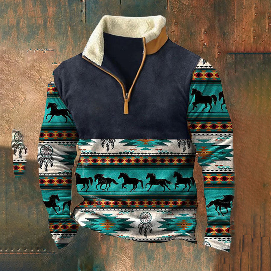 👕【Reducere 50%】【S-4XL】 Pulover călduros cu mânecă lungă pentru bărbați, cu imprimare 3D, la moda toamnă-iarnă 2024 3795393