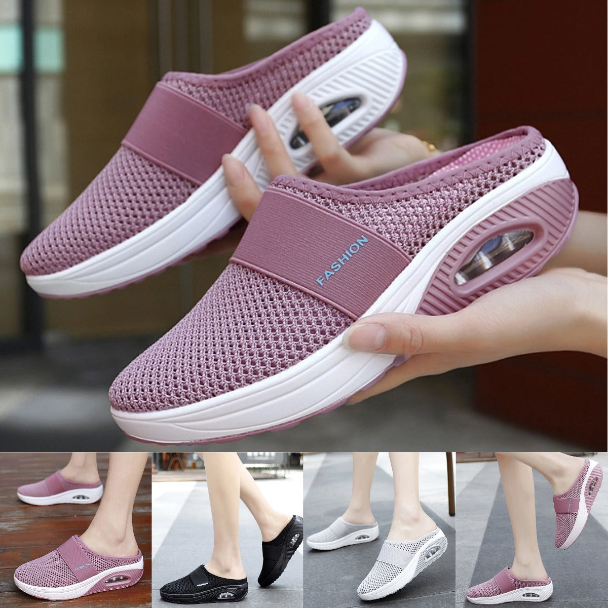🔥【35-43】Sandalii de summero essentials 2024 nuevas zapatillas de malla cu cojín de aer pentru femeie 3703366