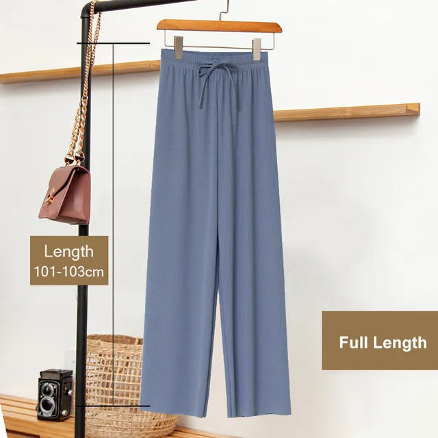 💥🌸 Pantaloni largi casual pentru femei, pantaloni de vară, pantaloni largi moi cu talie înaltă