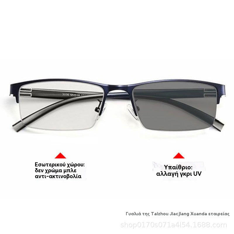 👓✨🕶️ Połowa ceny na cały asortyment 🔥🔥 Metalowe półramkowe fotochromatyczne okulary przeciwsłoneczne, okulary korekcyjne z filtrem światła niebieskiego, okulary przeciwsłoneczne do jazdy samochodem