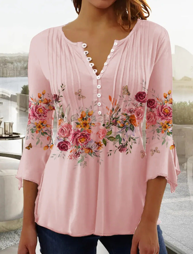 🎉Sorpresa 🎉【Oferta por tiempo limitado】 Camiseta de cuello en V de moda para mujer 【S-5XL】
