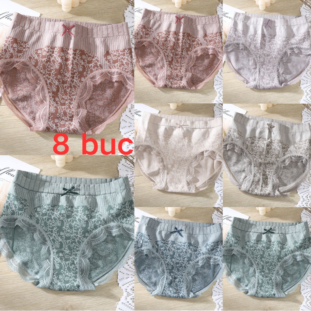 ✔🔥【Cumpărați 4, primiți 4 gratuit】🔥Slip de damă cu talie înaltă, antibacteriană, absorbantă de umiditate